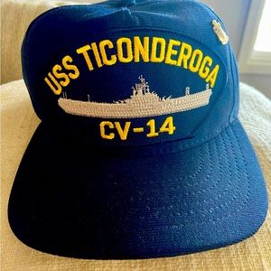 Vintage USS Ticonderoga CV-14 hat with pin